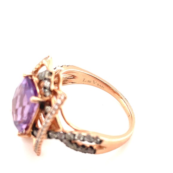 LeVian 14k Amethyst and Diamond ring - Picture 9 of 11